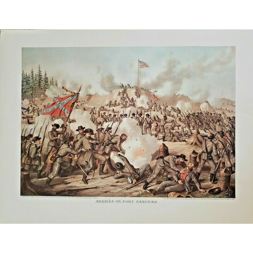 Vintage 1960 "Assault on Fort Sanders" Kurtz & Allison Civil War Print NOS 81